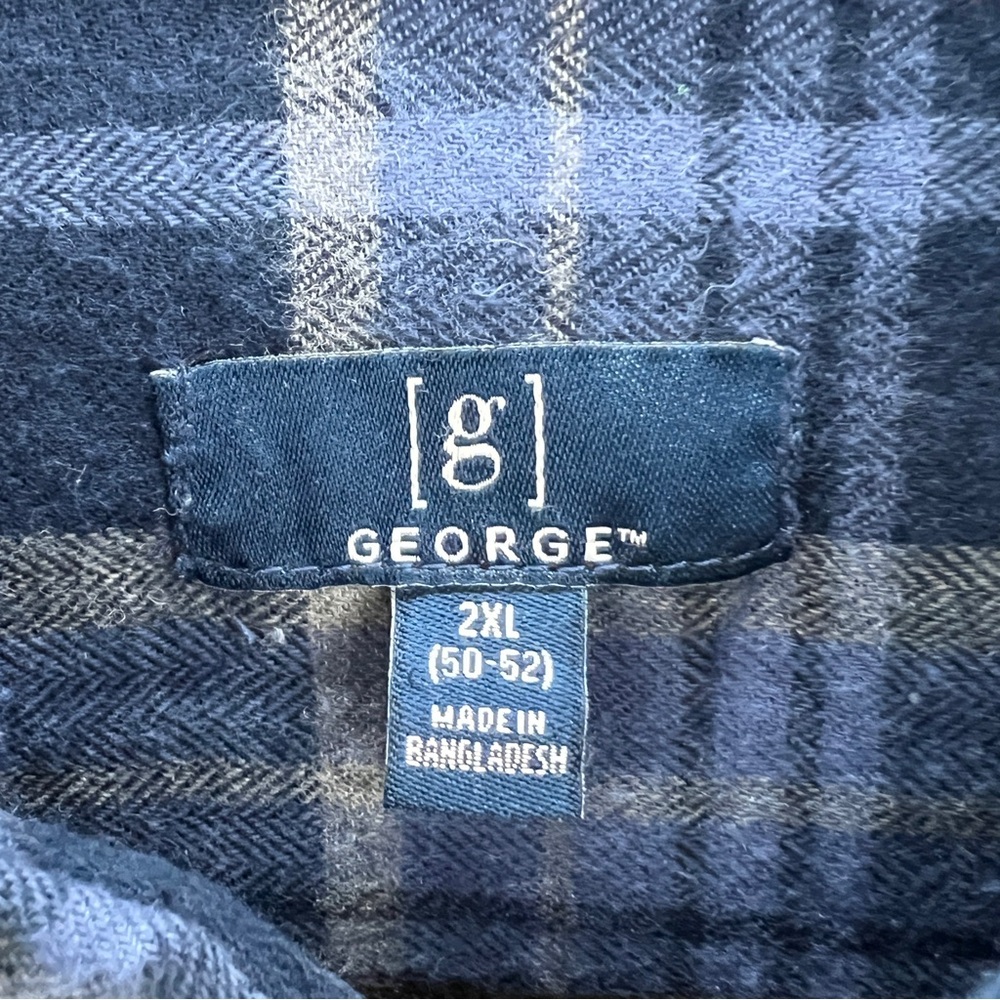 George Men’s Blue Casual Long Sleeve Flannel Button Down Shirt XXL - Picture 4 of 10